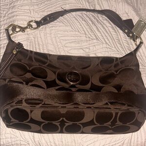 Coach Brown Signature Jacquard Shoulder Bag